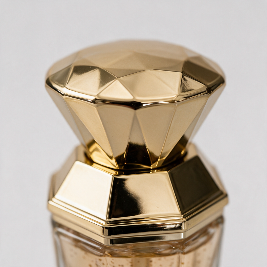 Detalle del tapón dorado tallado en diamante del Golden Serum