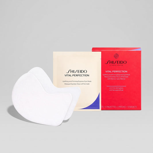 Caja, sobre y parches de la mascarilla Shiseido Vital Perfection